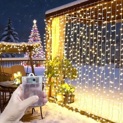 Fairy String Lights, 4 Color Lighting Options, Indoor/Outdoor Decor, Romantic Ambiance Lighting, Bedroom/Living Room Window Curtain Lights, 8 Modes Battery Powered, Garden/Holiday/Party/Wedding/Camping Decoration