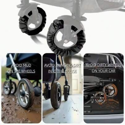 Copertura antipolvere universale per ruote di passeggino per bambini, progettata con gancio e anello per una facile e rapida installazione, adatta a vari modelli di passeggini. Realizzata in materiale anti-polvere, blocca efficacemente polvere e sporco, protegge le ruote mantenendole pulite e ordinate, impedisce che lo sporco macchi il pavimento, mantenendo un ambiente domestico fresco e igienico.
