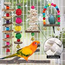 Bird Perch Bird Toys Parakeet ToysBird Cage Accessories Wooden Chew Toys Perch Stand For Parrot Conure Cockatiel Lovebird Parrotlet Budgie Finches And Other Small To Medium Sized Birds - Multicolor - View 4