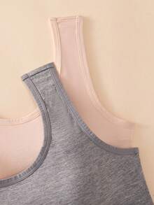 4PCS Summer Women Wireless Fixed U-Cup Bras, One-Piece Back Support Design, Solid Color Simple Casual Sporty Intimates, Comfy For Daily Home Wear - Multicolor - View 6