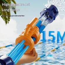 1pc 2026 New Gatling Water Gun, High Capacity Pull-Out Water Blaster, Long Range Water Fight, Suitable For Teenagers, Boys & Girls, Interactive, Friends, Family, Hot Selling, Perfect Gift For Birthday, Party, Pool, Beach - Multicolor - View 6
