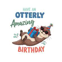 1Pc Have An Otterly Amazing Birthday Card - Funny Happy Birthday Card, Premium 300gsm, Kraft Envelope Included, Birthday Cards For Women And Men - View 6
