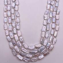 38cm/14.96in Asymmetrical Baroque Natural Freshwater Pearl Beads, DIY, Hole Diameter 0.9mm - White - View 4