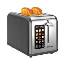 2 Slice Touch Screen Toaster 1.5" Wide Slot Stainless Steel Smart Toaster for Bagels Muffins Waffles Gluten-Free Breads Defrost Reheat Timer 120V 825W Grey Pearl - Gris perla - Ver 1