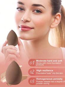 6 Pcs Makeup Sponges, For Cream And Powder Concealer - Coffee Brown - View 5