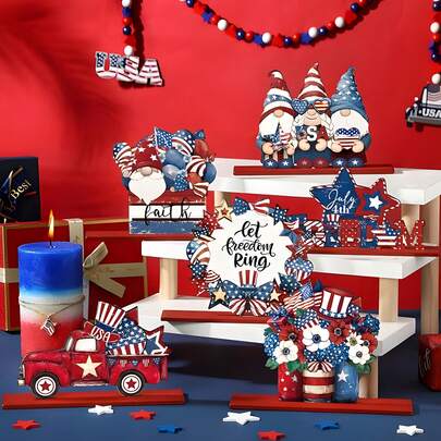 Đồ trang trí bàn làm việc bằng gỗ ngày 4 tháng 7, Biển chữ bằng gỗ ngày Quốc khánh, Trang trí nhà cửa kiểu Mỹ, Trang trí nhà cửa ngày Lễ Tưởng niệm theo chủ đề yêu nước, Trang trí nhà cửa ngày Lễ Tưởng niệm theo chủ đề yêu nước