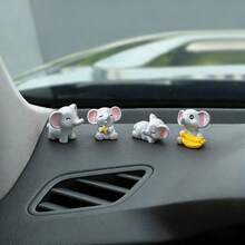 6pcs Cute Mini Elephant Figurines, Creative Micro Landscape Decor, Car Interior Dashboard Computer Screen Ornament, DIY Decoration Accessories - Little Elephant - View 3