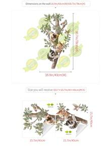 1pc Removable Wall Sticker For Kids Room, Tree With Cats, Fresh Leaf Wall Decor - 48016-leaf Gap - View 3