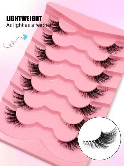 Natural Imitation Of Real And Fake Eyelashes, Light And Soft, Beginner Friendly, Daily Bare Makeup, Thick And Curled Daily Makeup, Universal Long-Lasting Styling, Eye Makeup, Enlarged Eyes, Simulated Natural Makeup