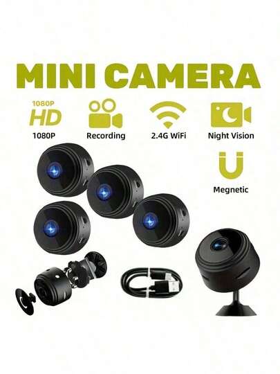1/2/3/4 Pcs Smart Mini Security Camera - With Remote Monitoring, Mobile App Control, USB Powered, Rechargeable Battery, Suitable For Home & Business Security, Indoor/Outdoor Use, Indoor Security Camera | Modern Security Camera | Durable Construction, Security Camera