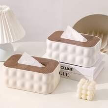 1个带盖长方形纸巾盒套，现代木质餐巾纸架，松木盖，纸巾盒收纳架，适用于家庭、汽车、办公室、浴室梳妆台、桌面、卧室 - 彩色 - 查看 8