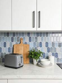 1/10片装现代六边形自粘陶瓷砖 - DIY厨房和浴室墙砖，防水自粘马赛克瓷砖贴纸 - 多种颜色可选，贴纸，墙贴，乙烯基贴纸，用于家居装饰，春季装饰，焕新您的家，Rama装饰贴纸厨房装饰 - 彩色 - 查看 11