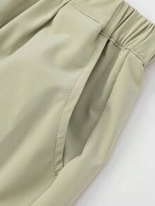 Balabala Quần jogger mùa hè nhẹ, thoáng khí, phối lưới, kiểu dáng thường ngày cho bé trai và bé gái. - Xanh xám đất - Xem 4