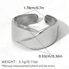 Uself 3pcs/1pc 18K Gold Plated Stainless Steel Rings For Women, Smooth Curved Twisted Thick Rings, Elegant Fashion Jewelry For Formal Occasions And Parties - Multicolor - View 6