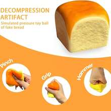 2026新款1件装逼真面包慢回弹玩具 - 柔软挤压感官玩具 - 创意食物玩具减压 - 软绵绵的 - 奶酪软绵绵玩具 - 软绵绵方块 - 逼真吐司面包形状 - 柔软有弹性的质地 - 慢回弹减压 - 彩色 - 查看 4