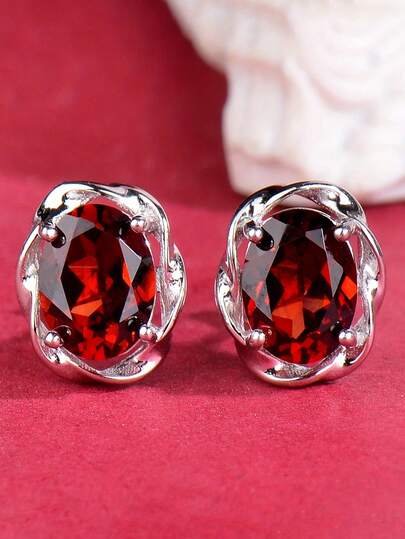 1 Pair Romantic Cubic Zirconia Stud Earrings For Women For Wedding Engagement Anniversary Party Jewelry Valentine's Day Gift