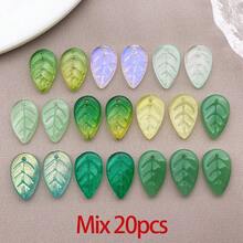 20 hạt hình lá cây màu xanh lá cây hỗn hợp, mặt dây chuyền hình lá cây bằng thủy tinh trong suốt, hạt hình lá nhỏ màu xanh lá cây dùng để tự làm đồ thủ công mùa xuân như bông tai, vòng tay, trang sức. - Nhiều màu - Xem 12