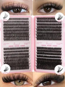 Bộ nối mi 640 sợi 30D, 40D, 60D, 80D, các cụm mi riêng lẻ, dụng cụ nối mi - Hướng dẫn tự làm mi, bao gồm mi giả, keo dán & chất làm kín, nước tẩy trang, nhíp, mi giả tự nhiên, dày, mềm mại, bồng bềnh, có thể tái sử dụng. - màu đen - Xem 4