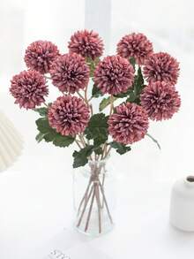 1个仿真菊花球，刺绣菊花球，婚礼装饰，家居花瓶装饰，餐厅客厅卧室花卉装饰，新娘捧花，腕花，胸花材料，生日派对装饰，新年情人节礼物，DIY花环 - 深玫紅 - 查看 8