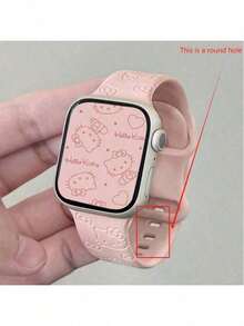 SANRIO 这款三丽鸥智能手表表带适用于38/40/41mm尺寸，刻有卡通Hello Kitty猫咪图案，硅胶材质，可替换表带，2条装。表带孔型以实物为准，为圆形孔。 - 多色 - 查看 9