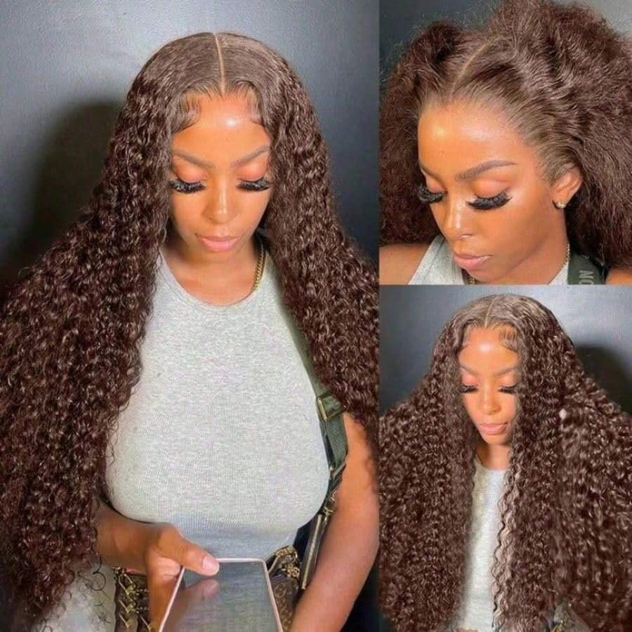 bling hair Parrucca con frontale in pizzo HD 13x6 color marrone cioccolato, realizzata con capelli umani (onde morbide) – Densità 180% | Qualità dei capelli umani 15A | Ampia area in pizzo 13x6 (onde morbide profonde) | Traspirante | Durata 3 volte superiore