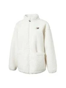 New Balance Women's Spring 2026 Casual Fuzzy Fleece Jacket, Basic Comfortable Warm Stand Collar Jacket AWJ33320CIC - White - View 1