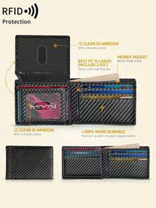 MIYIN Men's Anti-Theft Slim Wallet & Card Holder - With 2 ID Window Fashion Thin Bifold Multifunction Credit Card Holder Men Front Pocket Wallet For Everyday Carry Carbon Fiber Blocking Bifold Wallets Minimalist Casual The Ideal Gift Boyfriend /Father/Husband Birthday Gifts Anniversary On Valentine Day Gifts Father's Day Gifts For Men Wallet Purse Wallet Small Wallet Men Wallet Leather Rfid Wallet - Red - View 3