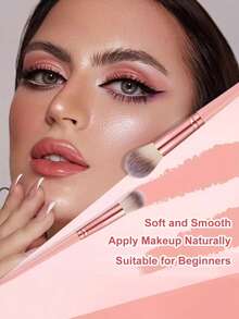 1/11/21/40件套专业化妆刷套装，包含化妆海绵、化妆包、全套面部化妆刷（适用于粉底、眼影晕染），粉色化妆刷套装（含美妆海绵），完整化妆工具套装，旅行化妆包，适合初学者女性日常化妆 - 彩色 - 查看 4