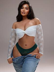 2pcs/Set Plus Size Women Sexy Low Waist Seamless Leopard Lace Patchwork Panties, Soft Breathable Casual Underwear For Daily, Sports, Yoga - Multicolor - View 3