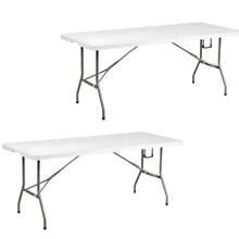 Capital Click Kit 2 Mesas Plegable 1.80 Metros Portatil Comedor para Jardin Plegable Mesa De Plastico Resistente Tipo Portafolio Tablon de Trabajo Multiusos Comedor Grande para Jardin - como en la foto - Ver 8