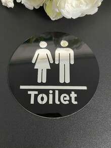1pc Acrylic Mirror Bathroom Door Sign, Double-Layer Unisex Washroom Indicator, Self-Adhesive Removable, Suitable For Home And Public Restrooms, Home Decor, Bathroom Decor, Acrylic Bathroom Sign - Multicolor - View 13