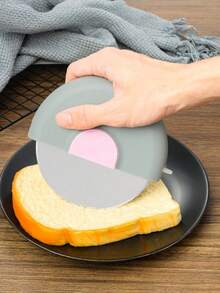 1pc Pink Stainless Steel Reusable Kitchen Tool, Creative Round Pizza/Pancake Cutter - View 5