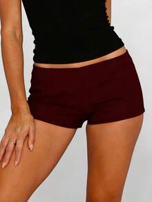 Women Y2k Micro Shorts Vintage Casual Summer Low Rise Back Zipper Mini Booty Shorts Slim Fitted Cheeky Boyshort Rave Party Club Streetwear - Đỏ - Xem 6