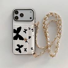 1 件装优雅印花 PU 皮革卡包斜挎钱包手机壳，兼容 17、16、16e、15、14 Plus、13、12、11 Pro Max - 蝴蝶43 - 查看 8