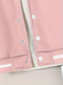 KPOP Girl Group Print Girls Baseball Jacket Fall Winter Pink Black White Comfortable Warm Durable 1 Piece Casual Daily School Outfit Birthday Gift Spring New Arrival - Hồng - Xem 5