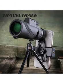 10x42 svart standard monokulärt teleskopkit, inkluderar telefonklämma och stativ, HD monokulärt teleskop lämpligt för fågelskådningsförstoring, kompatibelt med de flesta Android-telefoner - A - Visa 1