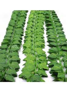 (3/6/12pcs) Decorative Vine, Indoor Decor Artificial Evergreen Ivy Leaves Hanging Wreath, Home Bedroom Wall Wedding Christmas Party Office Garden Outdoor Decoration - Green - View 1