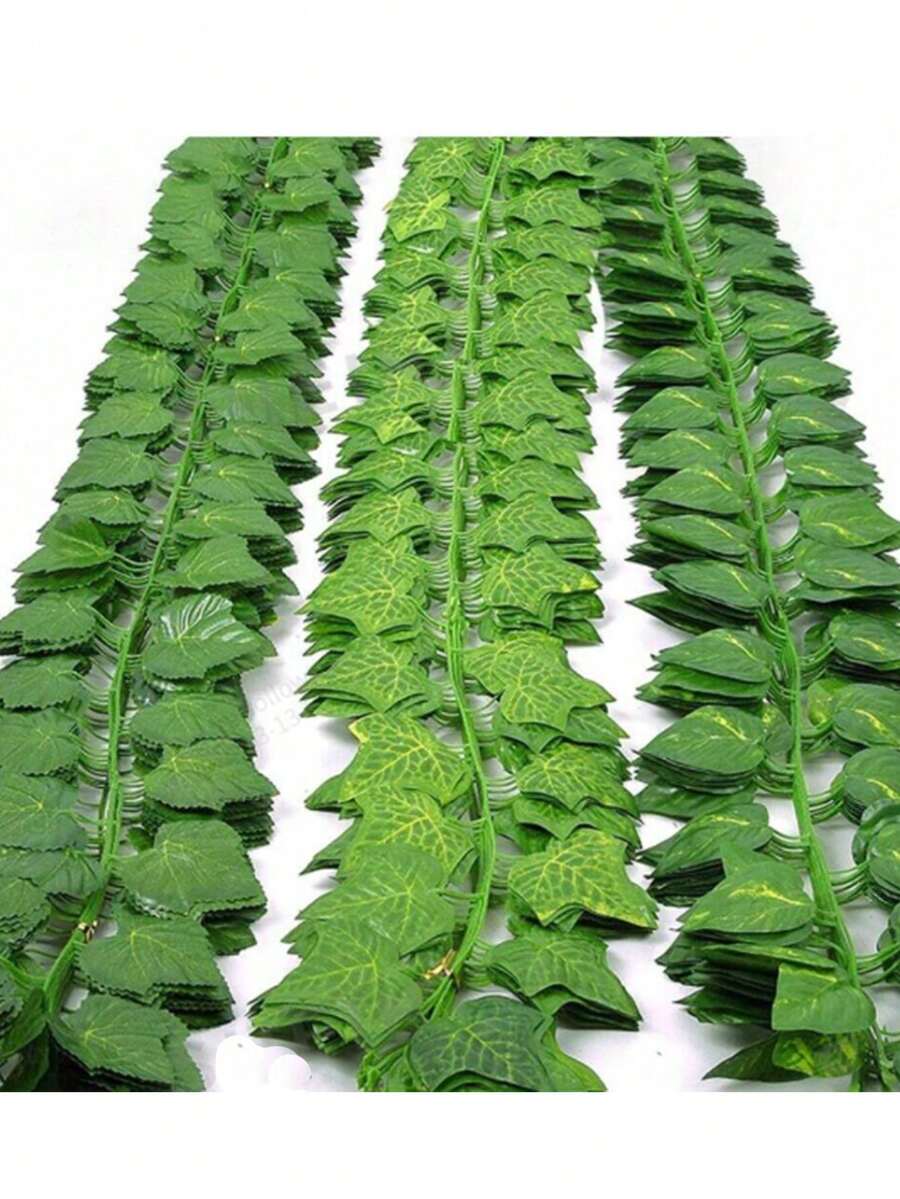 (3/6/12pcs) Decorative Vine, Indoor Decor Artificial Evergreen Ivy Leaves Hanging Wreath, Home Bedroom Wall Wedding Christmas Party Office Garden Outdoor Decoration - Green - View 1