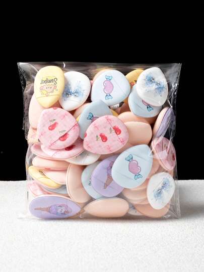 15/30/60/100pcs Random Pattern & Color Mini Triangle Makeup Sponge Applicators, Waterproof PU Cosmetic Makeup Sponge Set, Suitable For Foundation, Concealer, Fit For All Skin Types, Makeup Sponge For Women