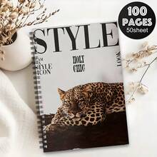 Mejora tu look de moda con un elegante cuaderno A5 con estampado de leopardo: 100 páginas, diseño vibrante, ideal para escribir un diario, regalos escolares u uso de oficina - A5 - Ver 6