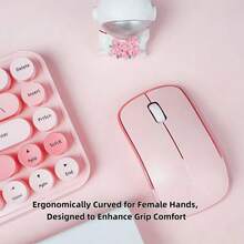 MOFII I Bean 2.4G Wireless Silent Keyboard And Mouse Set, Macaron Retro Round Keycaps, Feminine Style, Office Keyboard Compatible With PC Laptop, Battery Not Included - View 5