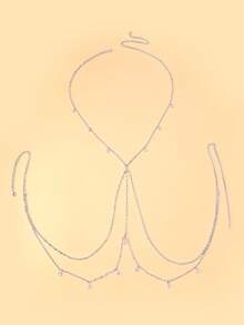 1pc Sexy Gold Tone Criss-Cross Body Chain Necklace, Layered Water Drop Pendant Chest Chain Jewelry Accessory Gift For Women - Silver - View 2