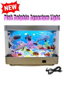 LED Dynamic Aquarium, Mini Fish Tank With Tropical Decor Lights, Moving Fish, Sensory Lamp, Wall Mount Display, Ocean Scene Decoration Lights, Suitable For Bedroom, Living Room, Office, Aquarium Decor, Office Relaxation, Marine Theme Lighting, Switch Control - Multicolor - View 13