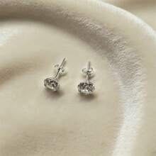 1 Pair Minimalist 925 Sterling Silver Round Cubic Zirconia Stud Earrings, 1.5mm/2.0mm/2.5mm/3mm/4mm/5mm/6mm/7mm/8mm, With 925 Silver Earring Backs, Suitable As Valentine's Gift For Girlfriend - Silver - View 14