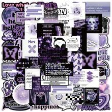 60pcs Black & Purple Cool INS Style Cartoon Graffiti Stickers For Suitcase, Laptop, Guitar, Skateboard, Phone School Supplies - Square - View 2