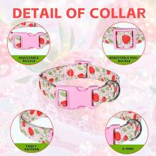 Strawberry Dog Collar With Pink Buckle - Adjustable Pink Fruit Print Pet Collar With Silver D-Ring - Cute Summer Puppy Neckband For Small Medium Dogs - Mixed color - View 5