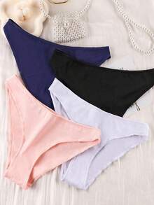 7-Pack Women's Pure Cotton Underwear, European And American Low Waist Plus Size Half Wrapped Buttocks Comfortable, Skin Friendly And Breathable, High-Quality Fabric Breathable All Cotton Crotch, Long-Term Washing Does Not Deform, Pure Cotton Triangle Pants - 混色7條裝 - 查看 4