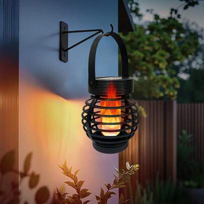 2/4pcs Solar Powered Outdoor Hanging Pathway Lights, Multifunctional Solar Lights For Hanging Or Staking, Suitable For Garden, Path And Lawn Decor, With Flame Effect