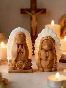 1PC Religious Figure Silicone Candle Mold, Virgin Mary & Jesus Statue Mold For DIY Candle, Gypsum, Clay & Cement Craft, Perfect For Church, Home Altar & Commercial Handmade Use - A - View 6