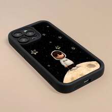 Niño triste en la luna en el espacio.funda de teléfono Fundas compatibles con ,Apple,VIVO,OPPO,,, y Honor.Fabricadas en silicona TPU,ofrecen protección contra golpes y caídas. - Negro - Ver 2